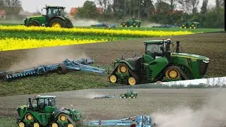 2x John Deere 9RX mit Lemken Gigant 1200//Raps mulchen und Bodenbearbeitung