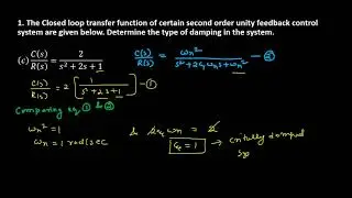 Numerical 1: Determine the type of Damping(2nd Order Control System)