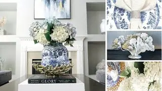 Coastal Spring Home Tour with Blue & White Chinoiserie | How to Decorate with Open Floorplan
