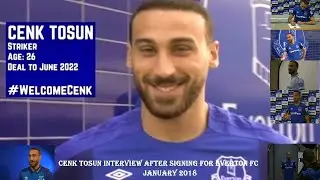 CENK TOSUN BEING INTERVIEWED AFTER SIGNING FOR EVERTON FC IN JANUARY 2018