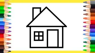 Easy house drawing paint/house drawing colour/