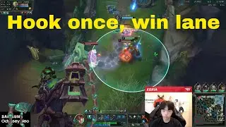T1 Keria's flash predict immediately wins botlane (Korean SoloQ)