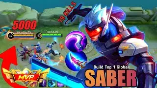 19 KILLS !! SABER ONE SHOT DELETE LIFESTEAL INSANELY | BUILD TOP 1 GLOBAL SABER ~ MLBB 🔥