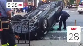 Accident : Car flipped on Queens blvd