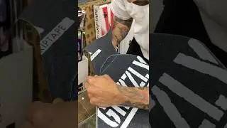 Chris at Mainline Skate Shop helping me setup my Welcome 🛹 #skateboard #asmr #griptape