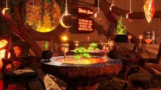 🌙  Witchy Coffee Shop Ambience in Autumn 🍂 Bubbling Cauldron, Crackling Fire, Witchy Café Sounds