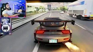 INSANE 5000HP Mazda RX7 4 Rotor Turbo (600+ Kmh) | Assetto Corsa | Steering Wheel Gameplay