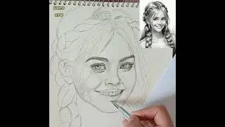 Drawing a girl's portrait only using a mechanical pencil 🤓/ tutorial