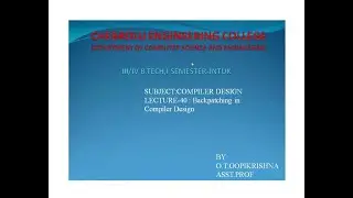 JNTUK IIICSE COMPILER DESIGN   40   Backpatching in Compiler Design