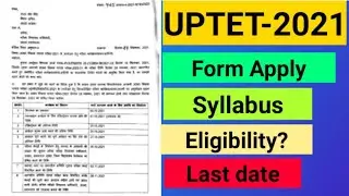 UPTET-2021] Form Apply/Syllabus/Eligibility/ Last date 