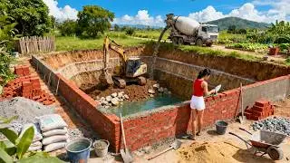TIMELAPSE | Turning Bricks into a Strong Fish Pond Embankment for Fish Farming