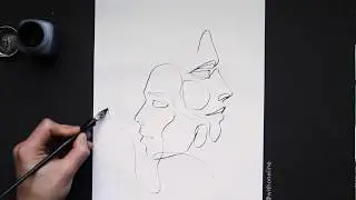 ASMR One Line Drawing with Speedball Calligraphy Pen