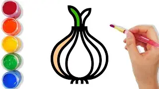 How to draw onion? Bolalar uchun piyoz rasmini chizish.  Как нарисовать лук?