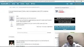 GST registration required earning from Google Adsense below 20 lakhs