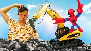 Новые игры онлайн - Человек Паук и Большие Машины строят дорогу! - Игры для мальчиков супергерои