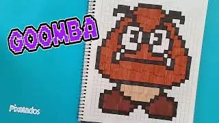 HOW TO DRAW GOOMBA - MARIO BROS PIXEL ART - PIXELATED