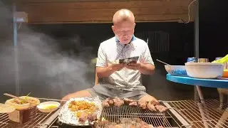 진돗개 텐 패밀리 , 마당에서 숯불구이 술먹방!