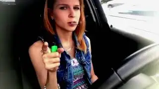 The girl smokes.