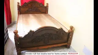 simple model wooden double bed 4/6 feet antic grains polish bed  2024