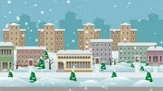 Зима,  зимний город видеофон, футаж