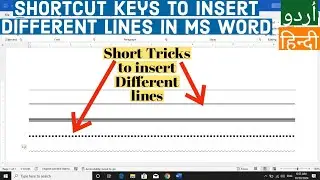 Shortcut keys to Insert Different lines in Ms Word | Short Tricks to Insert Different lines in word
