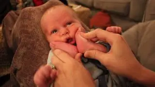 7-week-old baby laughs for the first time