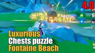 Luxurious Chests puzzle Fontaine Beach. Genshin Impact 4.0