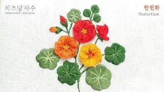 [CC] Nasturtium, hand embroidery