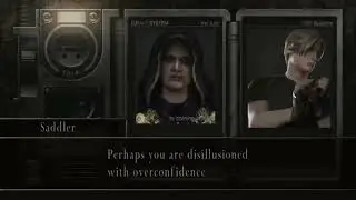 Leon dances while talking to Sandler - Resident Evil 4 Easter Egg