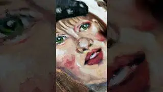 портрет девушки, масляная пастель 
