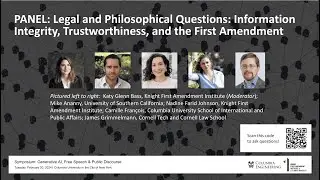 Panel 2: Legal & Philosophical Questions (Generative AI, Free Speech, & Public Discourse)