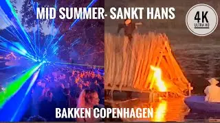 Midsummer's Day (Sankt Hans) in Bakken 2023 Copenhagen  singing and laser show