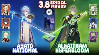 3.8v Spiral Abyss Floor -12 9* | C0 Ayato National & C0 Alhaitham Hyperbloom