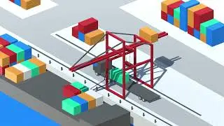 Minimal Isometric Container Crane Game Prototype