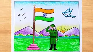 Independence Day Drawing|| Independence Day Scenery Drawing|| 15 August Drawing