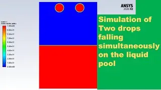 Falling of two liquid drops simultaneousely on the liquid pool|| multphase flow #ansysfluent #ansys