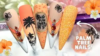 CUTE TROPICAL ORANGE SUNSET INSPIRED PALM TREE NAIL ART DESIGN | HOLIDAY NAIL TUTORIAL| MADAM GLAM