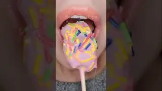 ASMR Satisfying Eating Rainbow Mochi 🌈 #mochi #asmr #youtubechamps