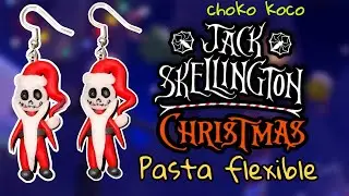 Jack navideño / aretes en pasta flexible / porcelana frias