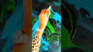 Acrylic paint pour and knife painting #dutchpouring #acrylicpour #fast