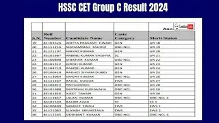 HSSC CET Group C Result 2024 | Cut Off Marks, Merit List