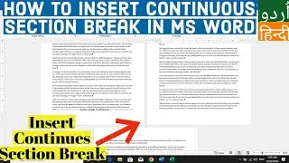 How to Insert Continuous Section Break in Ms Word | Add Continues Section Break in Ms word