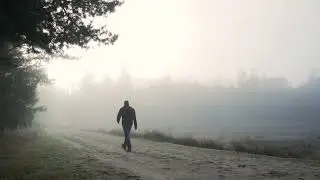 Alone man walking in morning - Copyright Free Video
