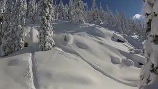 Snowboarding Best Freeride in the snowy forest