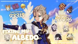 updating my albedo! new artifacts and chill team comp testing 🪨⭐ | genshin impact