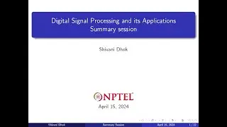Summary Session || Solved Examples: Assignment Queries || NPTEL || DSP & Applications