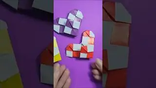 2 colored paper heart 💜 #origami #diy #craft #shorts