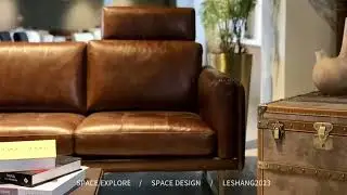 Vintage Leather Sofa With Removable Headrest