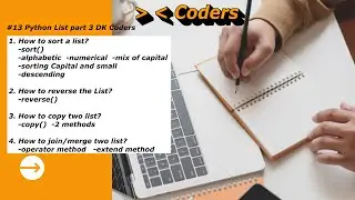#13 Python List Part 3  DK Coders Tamil (Sort, reverse, Copy and merge) with demo Latest - 3.8.1