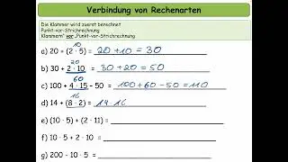 Verbindung von Rechenarten  (Klammern usw.)